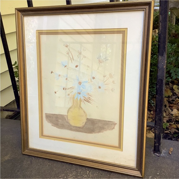 Vintage Triple Matted Framed Original Art Painting